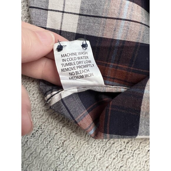 Flag & Anthem Mens Plaid Shirt Button Up Medium Navy Red White Long Slv - Picture 11 of 12